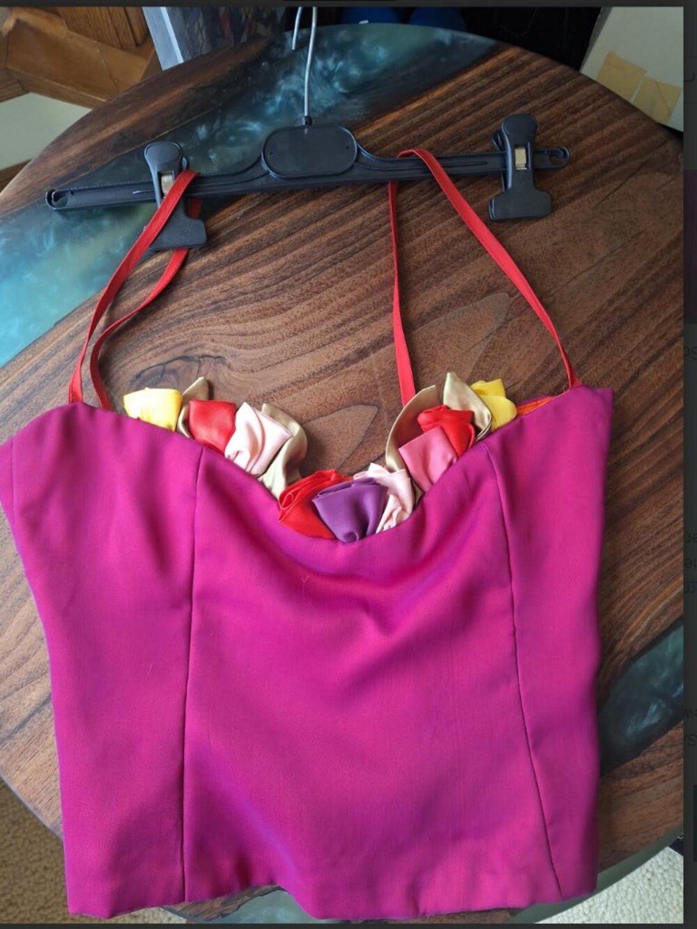 Corset Style Magenta Pink top with Flowers